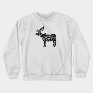 Moose Ink Art - detailed animal design - on white Crewneck Sweatshirt